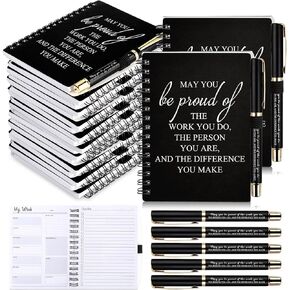 60 Pcs/ 30 Set Employee Appreciation Gifts 2025 Planner Bulk Weekly Journals A6 to Do List Notepads Bulk Motivational Pens Spiral Notebooks for Graduation Team Volunteer Custodian (Black)