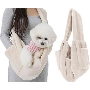 Cat Carrier Slings Soft Puppy Carrying Bag for Outdoor Travel Pet Boby Holder Hands Free for Small Dogs Kittens, Ivory