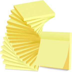 (18 Pack) Sticky Notes 3x3 in Canary Yellow, Strong Adhesive, Clean Removal, Recyclable, Self-Stick Pads, Easy to Post for Home, Office, Notebook