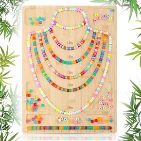 Bead Boards for Jewelry Making, Wooden Tray Beading Board for Jewelry Necklace Making, Beginners Bead Design Board Measuring Beads Tray for Necklace DIY Design(Size:14.96x11.22x0.39inch)