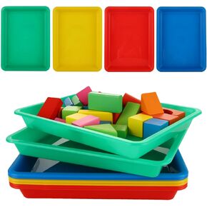 20 Pack Plastic Art Trays, Multicolor Activity Crafts Tray, Arts and Crafts Organizer Tray, Plastic Tray for Classroom, Home Crafts, DIY Projects, Painting, Beads, Organizing Supply, 4 Colors