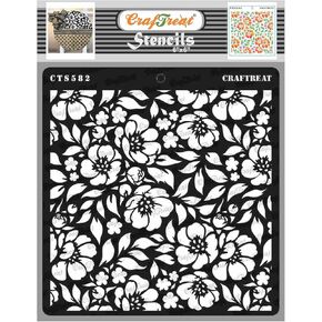 CrafTreat Reusable Flower Stencils for Painting on Wood, Canvas, Paper, Fabric, Floor, Wall and Tile - Anemone Background - 6x6 Inches - DIY Art and Craft Stencils for Painting Flowers