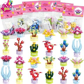 WODMAZ Valentines Day Cards with Succulents Building Blocks, 24 Packs Succulents Flower Toys Valentines Day Gifts for Kids School Classroom Exchange, Valentine Party Favor, Valentine's Greeting Cards