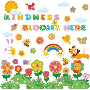 Spring Bulletin Board Decorations Set,Spring Classroom Decorations,March Bulletin Board Decorations and Reading Bulletin Board Sets for Classroom DIY Bulletin Board Supplies 63 Pcs