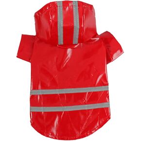 Reflective Dog Raincoat, Suitable for Small to Large Dogs, Windproof & Waterproof Puppy Rainwear, Red, S, M, L, XL