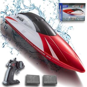 RC Boat for Adults, Kids, Remote Control Boat for Pool with LED Light, 2 Modular Batteries, High Speed 15+ MPH, Racing Toy Boat with 2.4GHz, Long Play Time 60+ Mins, Waterproof Boats for Lake, Red in Saudi Arabia