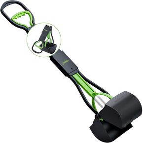 Pooper Scooper for Small to Large Dogs, Non-breakable Pet Poop Scoop Heavy Duty, Suitable for Yard of Different Surfaces, Pick Up Tool with Foldable Long Handle, Green