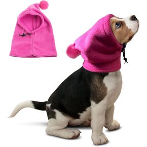 HDKUW Warm Dog Hat, Dog Ear Muffs Noise Protection, Polar Fleece Winter Hats Windproof Cap, Quiet Ears Covers for Small Medium Dogs Pink M