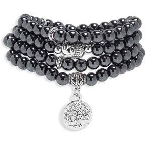 Tree of Life Charm Bracelet or Necklace - 108 Buddha Beads, Handmade Mala Meditation Jewelry, Prayer Beads for Yoga