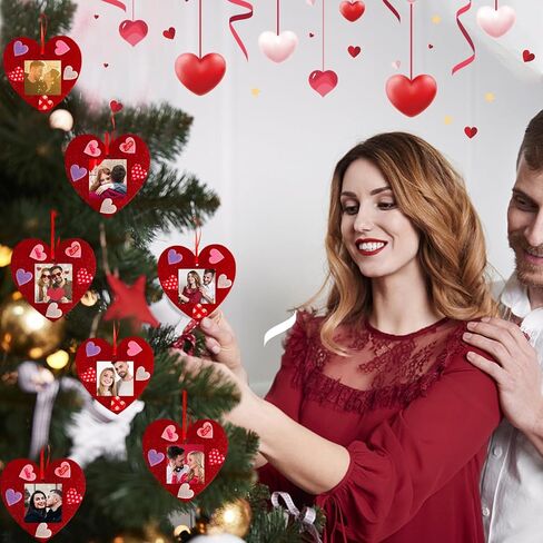 Laiamer Valentine's Day Picture Frame Kits for Kids - 124 pcs محسوسات القلب الحلي مع 100 جهاز كمبيوتر شخصي - DIY صور إطار القلب على شكل قلب عيد الحب الزخرفة المعلقة in Kuwait