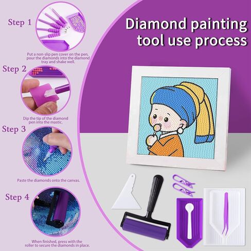 Lymusumi 61pcs 5d Diamonds Art Artosities and Tools Kits with Diamond Paint Roller and Diamond Art Box للبالغين أو الأطفال （الأرجواني） in Kuwait