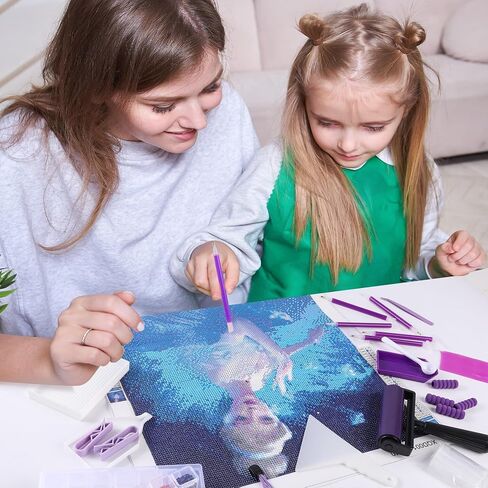 Lymusumi 61pcs 5d Diamonds Art Artosities and Tools Kits with Diamond Paint Roller and Diamond Art Box للبالغين أو الأطفال （الأرجواني） in Kuwait