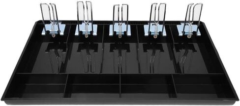 ABS Material Tray, Cash Drawer Register Insert Money DrawerABS with Metal Clip CurrencyTray Currency Storage Box Black (Black) in Saudi Arabia