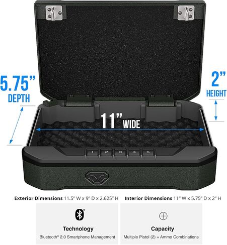 VAULTEK VS20 Handgun Bluetooth 2.0 Smart Safe Pistol Safe with Auto-Open Lid and Rechargeable Battery (Non-Biometric) in Saudi Arabia
