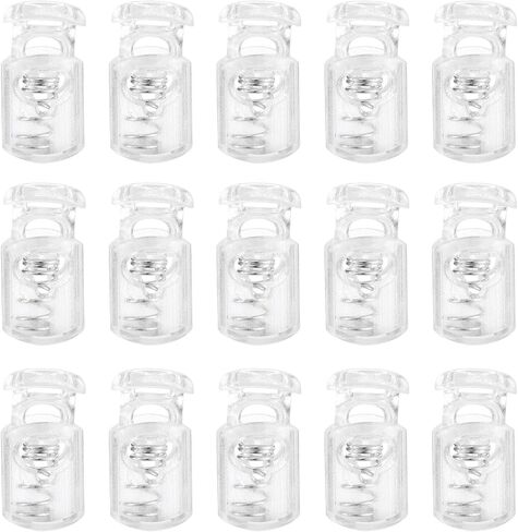 Harfington 15pcs قفلات الحبل البلاستيكي أحادي ثقب زنبرك تبديل سدادة سدادة مرنة ضابط الحبل مرنة لرسومات Paracord أربطة ملابس حقيبة تحمل على الظهر ، واضحة ، واضحة in Saudi Arabia