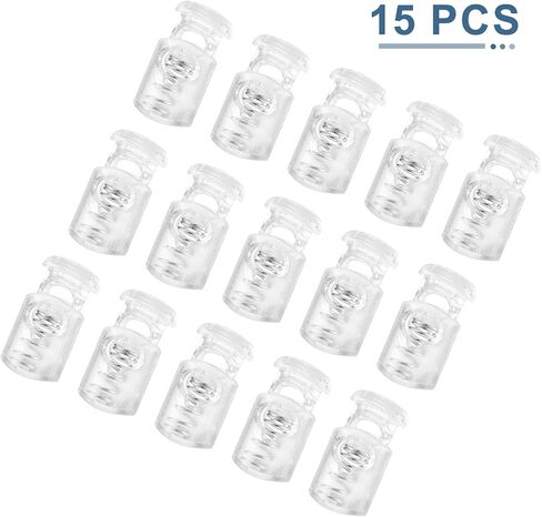 Harfington 15pcs قفلات الحبل البلاستيكي أحادي ثقب زنبرك تبديل سدادة سدادة مرنة ضابط الحبل مرنة لرسومات Paracord أربطة ملابس حقيبة تحمل على الظهر ، واضحة ، واضحة in Saudi Arabia