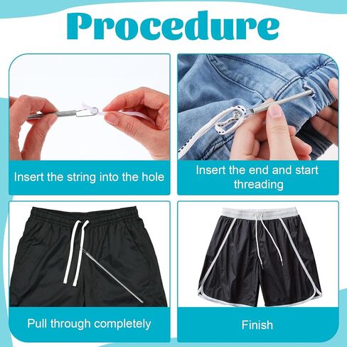 4PCS Drawstring Threader Tool Metal Hoodie String Threader, Flexible Elastic Draw String DIY Rope Waist Band Threading Belt Threader Sewing Puller Tool Set for Hoodie Sweatpant Coats Pants Replacement in Saudi Arabia