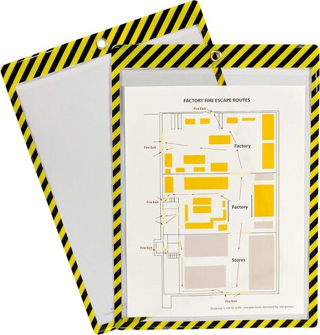 C-Line Safety Striped Shop Thicks ، اللحامين ، الأصفر/الأسود ، كلا الجانبين واضح ، 9 "× 12" ، 10 لكل حزمة (44112) in Kuwait