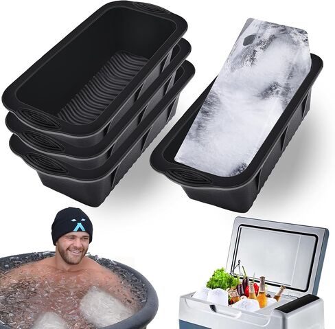 XANGNIER Extra Large Ice Block Mold,4 Pack 9.4lbs Ice Cubes for Cold Plunge or Coolers,Reusable Silicone Ice Molds for Ice Bath Chiller,Big Ice Tray in Saudi Arabia
