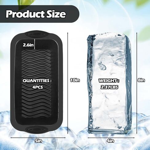 XANGNIER Extra Large Ice Block Mold,4 Pack 9.4lbs Ice Cubes for Cold Plunge or Coolers,Reusable Silicone Ice Molds for Ice Bath Chiller,Big Ice Tray in Saudi Arabia