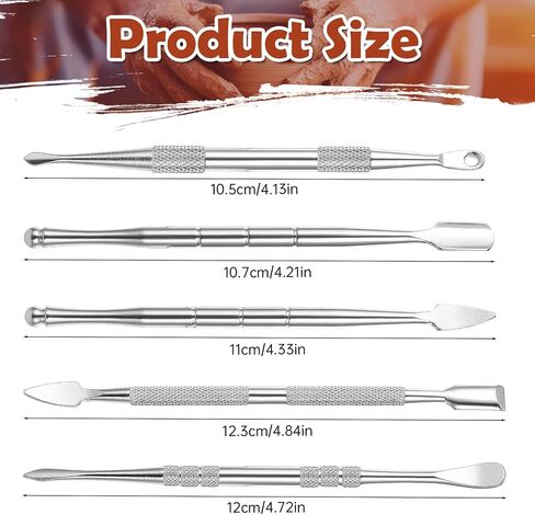 Piriuuo Wax Carving Tools Set, Stainless Steel Clay Sculpting Tools Double-Ended Pottery Carving Tools Wax Modeling Tools Dental Carvers Tools Wax Accessories Modeling Sculpting and Shaping(5 Style) in Saudi Arabia