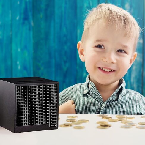 Stainless Steel Money Bank Savings Box Piggy Bank Cash Saver Money Box for Adults Child (3000 Dollar) (Black) in Saudi Arabia