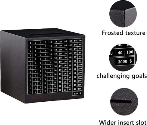 Stainless Steel Money Bank Savings Box Piggy Bank Cash Saver Money Box for Adults Child (3000 Dollar) (Black) in Saudi Arabia