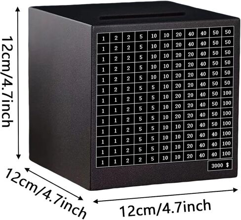 Stainless Steel Money Bank Savings Box Piggy Bank Cash Saver Money Box for Adults Child (3000 Dollar) (Black) in Saudi Arabia