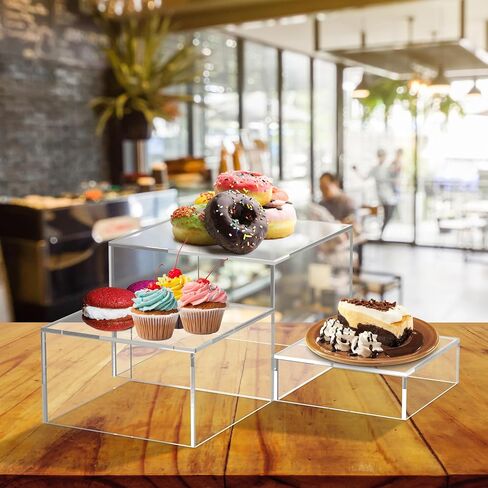 Small Clear Acrylic Cubes for Display - Plastic Square Cubes for Food, Cupcakes, Figures, Desserts, Jewelry, Toys, Collectibles, Cosmetics Showcase in Kuwait