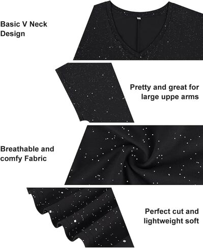 RITERA Plus Size Tops For Women Oversized Summer Basic V Neck Short Sleeve Henley Shirt Casual Tunic Shirts XL-5XL in Saudi Arabia