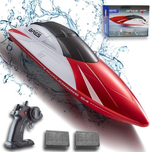 RC Boat for Adults, Kids, Remote Control Boat for Pool with LED Light, 2 Modular Batteries, High Speed 15+ MPH, Racing Toy Boat with 2.4GHz, Long Play Time 60+ Mins, Waterproof Boats for Lake, Red in Saudi Arabia