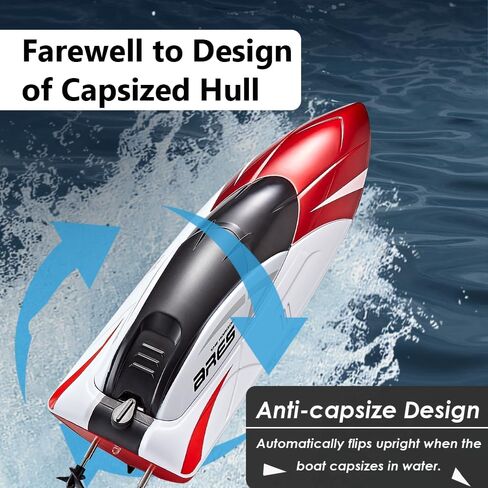 RC Boat for Adults, Kids, Remote Control Boat for Pool with LED Light, 2 Modular Batteries, High Speed 15+ MPH, Racing Toy Boat with 2.4GHz, Long Play Time 60+ Mins, Waterproof Boats for Lake, Red in Saudi Arabia