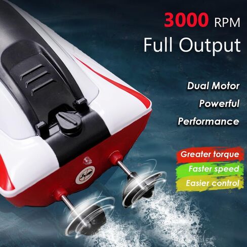 RC Boat for Adults, Kids, Remote Control Boat for Pool with LED Light, 2 Modular Batteries, High Speed 15+ MPH, Racing Toy Boat with 2.4GHz, Long Play Time 60+ Mins, Waterproof Boats for Lake, Red in Saudi Arabia