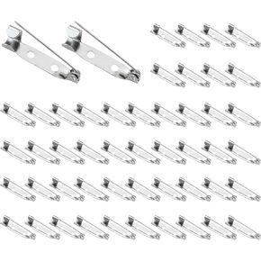 50 PCS Bar Brooch Pins Fasteners Secure Back Safety Clasp Locking Badge Pins Silver Brooch Clips Jewelry Pins for Badges DIY Craft Sewing Wedding Name Tags (25mm)