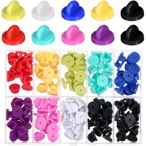 150 Pcs Pin Backings, Rubber Pin Backs Locking Pin Backs Locking with Storage Case Lapel Pin Backs Enamel Pin Backs Pin Backers for Brooch Tie Uniform Badge Hat Insignia, Multicolor