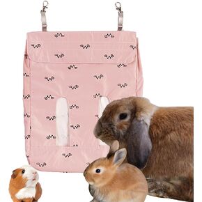 Rabbit Hay Feeder Bag, Guinea Pig Hay Feeder Storage,Sack Hay Bag Feeding Bag Hay Feeder Storage for Chinchilla Hamsters Rabbit Guinea Pig Small Animals (Pink, XL)