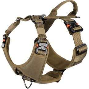 ICEFANG Dog Strap Harness with 4 x Metal Buckles,for Large Sized Dog,K9 Vest,Y-Shape Chest,Adjustable Pet Harness,No-Pull Front Leash Clip (Large (Pack of 1), Brown)