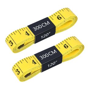 2-Pack 120 Inches/300cm Soft Tape Measure Sewing, Double-Scale Fabric Tape Measure and Body Measuring Tape, Yellow