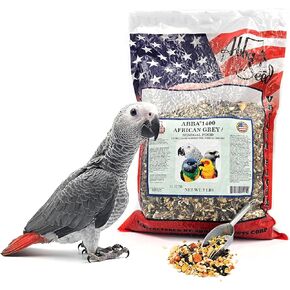 ABBA 1400 Premium Bird Food for African Grey, Conure, and Senegal Parrot, Bird Seed Blend with Whole Eggs, Fruits and Nuts - Packed with Protein, Vitamins & Minerals, 5 lbs