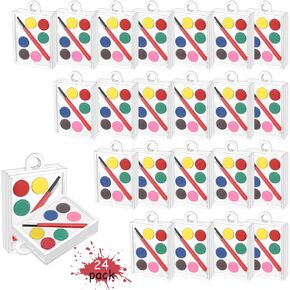 24 PCS Watercolor Paint Sets Mini Paint Sets Mini Watercolor Paint Set Multicolor Mini Paint Set with Painting Brush for Schools Party Favor Prize Valentine Craft Project Gift
