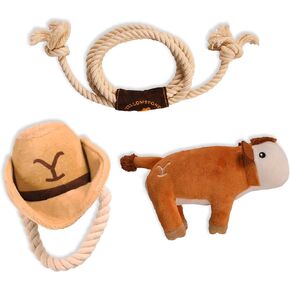 Official Yellowstone Merchandise | Indoor Dog Toy Bundle Variety Gift Set | Nesting Barn with Horses | Fun Playtime for Yellowstone Fans