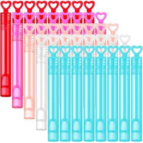 40 Pack Mini Heart Bubbles for Kids, Assorted Colors Small Bubble Wands for Valentine's Day Party Favor for Kids, Wedding Send-Off, Guest Gifts, Birthday Photo Props, Goodie Bag Stuffers Outdoor Toys