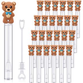 24 PCS Bear Beuble Wands Bulk Mini Bubble Wands for Baby Shower Boys Birdity Bearty Bearme Party Supplies Summer Gift Toys Riquar