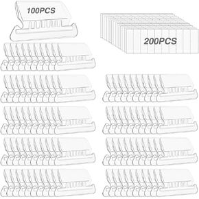 File Folder Tabs, Insertable Plastic Tabs Hanging Folder Tabs,100 Pcs Hanging File Folder Tabs with 200Pcs Inserts for Hanging Folders (Clear)