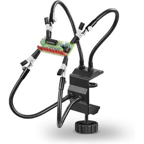 Helping Hands Soldering Third Hand Tools - 4 Arms with Adjustable Vise Table Desk Clamp Base for Electronics Repair Assembly Painting Jewelry DIY Arts Craft Hobby