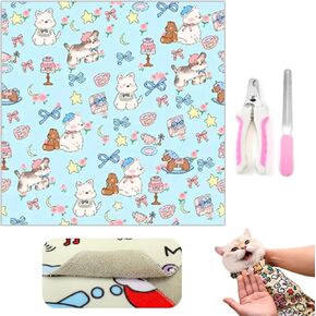27.5“ Cat Wrap for Cutting Nails– Self-Adhesive Cat Swaddle Wrap with Cat Nail Clipper, Anti-Scratch Anti-Escape Pet Tool for Stress-Cat Grooming Wrap for Nail Clipping