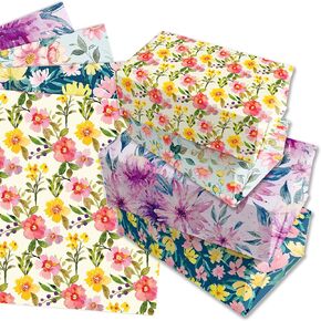 littkeef cliaet Flower Wrapping Paper Set - 12 Sheets Flower Gift Wrapping Paper 4 Design Flower Wrapping Paper for Flower Themed Party Decorations 20'' x 27''