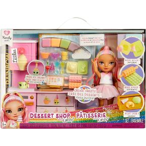 Rainbow High Littles Dessert Shop Playset + Small Doll (Pink 5.5"), Make Ice Cream and Sweets, Kids Gift 4+
