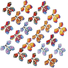 Uoeo 20 قطعة Flying Butterfly Rubber Band مدعومة بالفراشة
