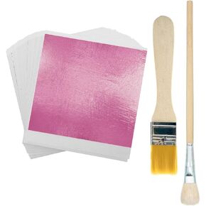 Gold Leaf Sheets, 100 Pieces Gold Foil Sheets, Imitation Gold Leaf Gold Foil, Gold Leaf Sheets for Art, Crafts, Furniture, Nails, Paintings 3.15 by 3.35 Inches(Pink)